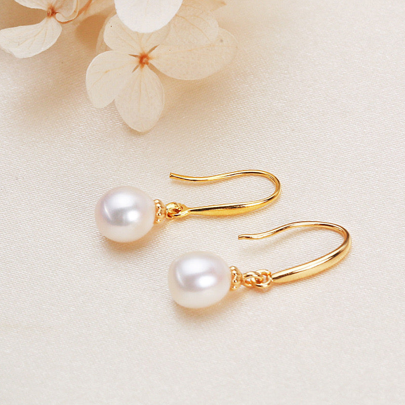 Brass Plated with 18K Gold Genuine Freshwater Pearl Candy Dew Earrings