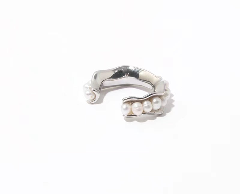 Anillo bucal de concha de perla de agua dulce natural genuina