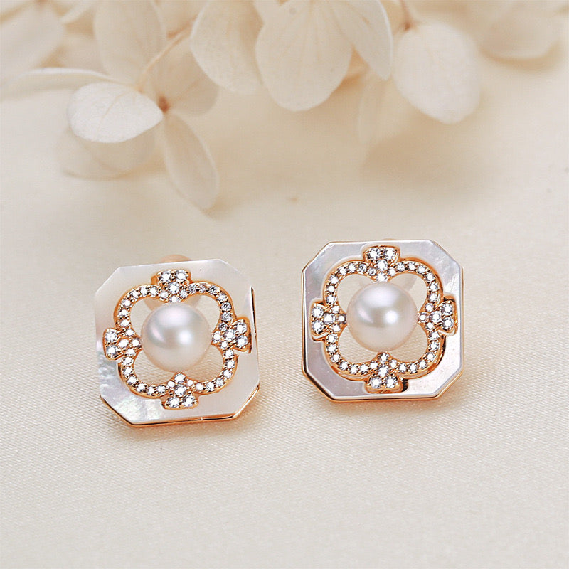 Brass Plated with 18K Gold Genuine Freshwater Pearl Miracle Set - Lifestyle/Scale View - Elegant Pearl Jewelry by Kikyo Pearl London