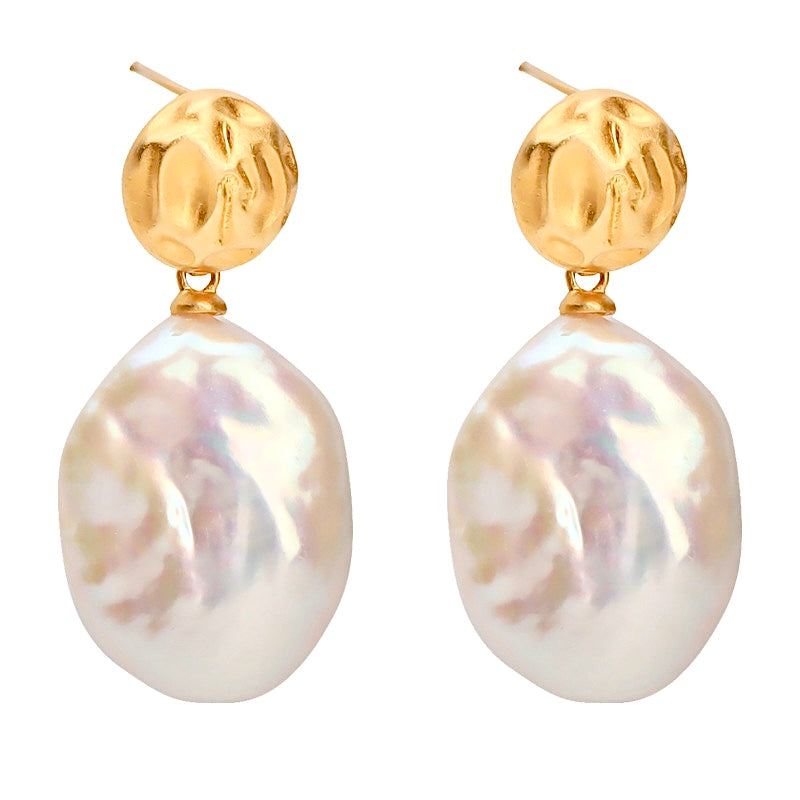 Boucles d'oreilles guimauve en perles baroques d'eau douce véritables