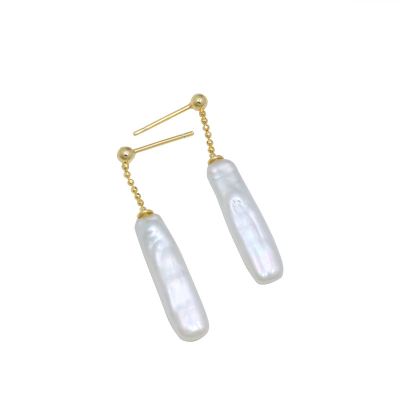 Genuine Freshwater Baroque Pearl Razor Fish Earrings