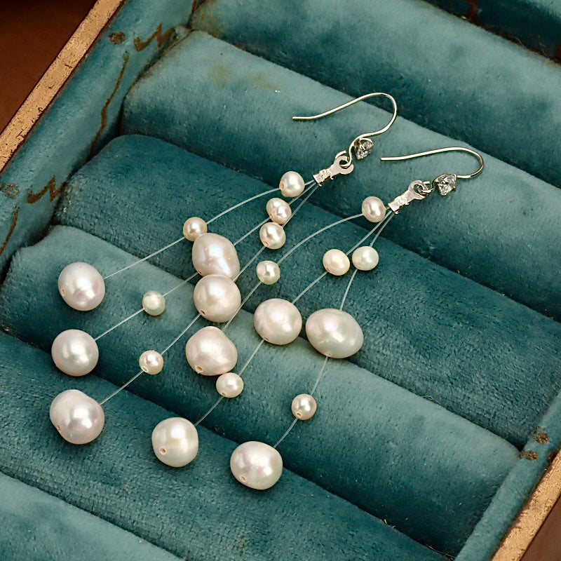 Genuine Freshwater Baroque Pearl Firework Earrings