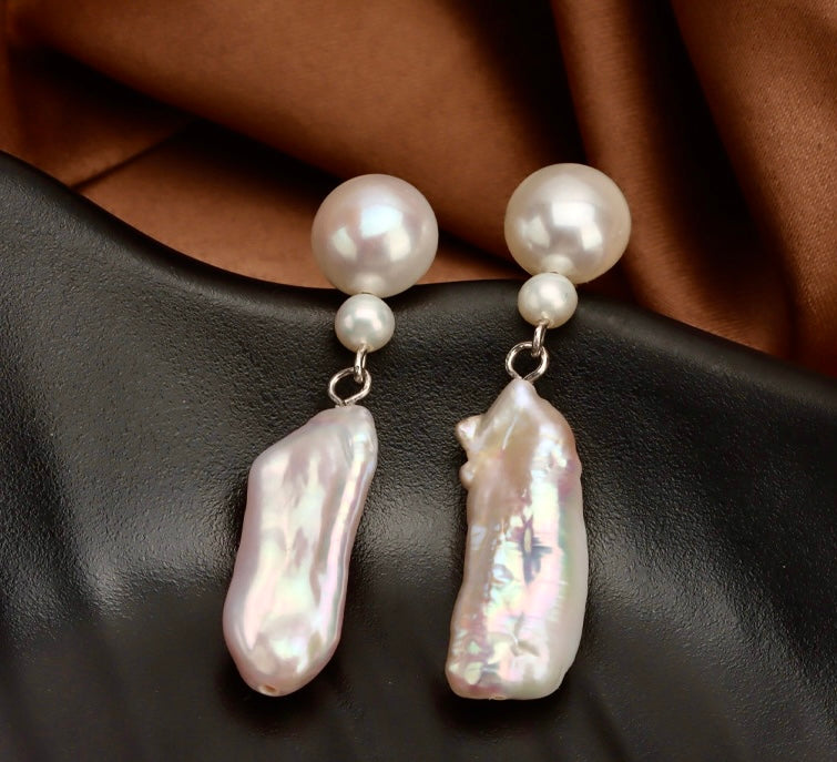 Genuine Freshwater Baroque Pearl Angel Wings Earrings