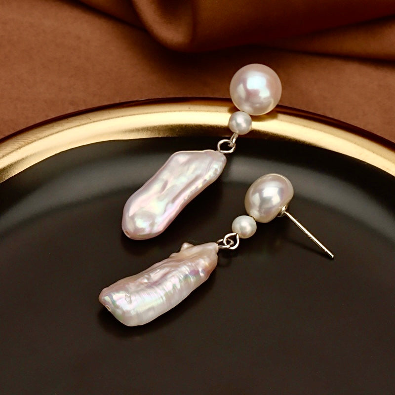 Genuine Freshwater Baroque Pearl Angel Wings Earrings