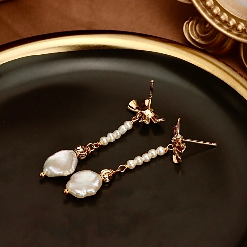 Genuine Freshwater Baroque Pearl Butterfly Earrings