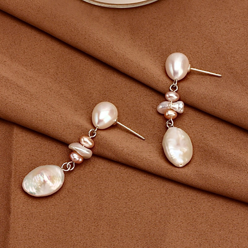 Genuine Freshwater Baroque Pearl Raspberry Earrings