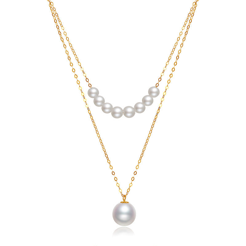 Collier Vénus en or massif 18 carats et véritables perles d'eau douce