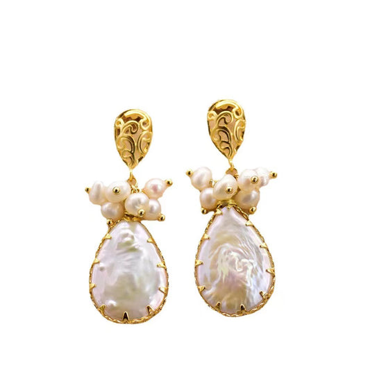 Boucles d'oreilles tulipes en perles baroques d'eau douce véritables (édition limitée)