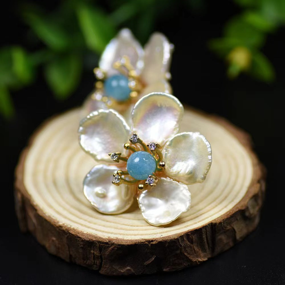 Genuine Freshwater Pearl Morning Flowers Earrings