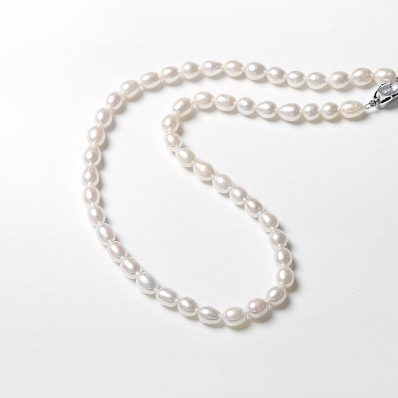 Collier Saro en argent massif S925 avec véritable perle baroque