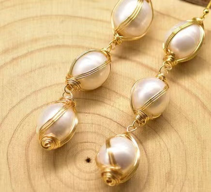 Boucles d'oreilles en perles baroques d'eau douce véritables du marché nocturne (édition limitée)