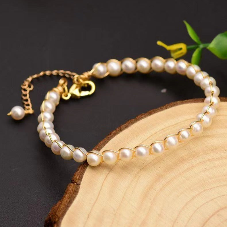 Bracelet Demi-Perle d'Eau Douce Véritable (Édition Limitée)