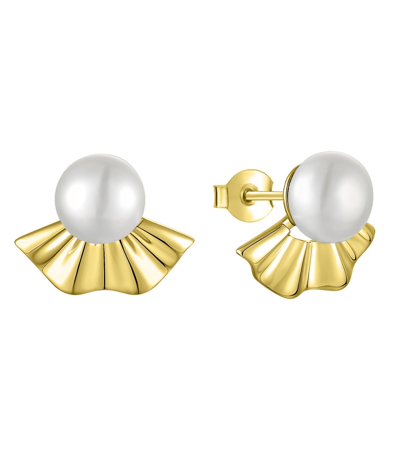 Boucles d'oreilles éventail japonaises en perles d'eau douce véritables
