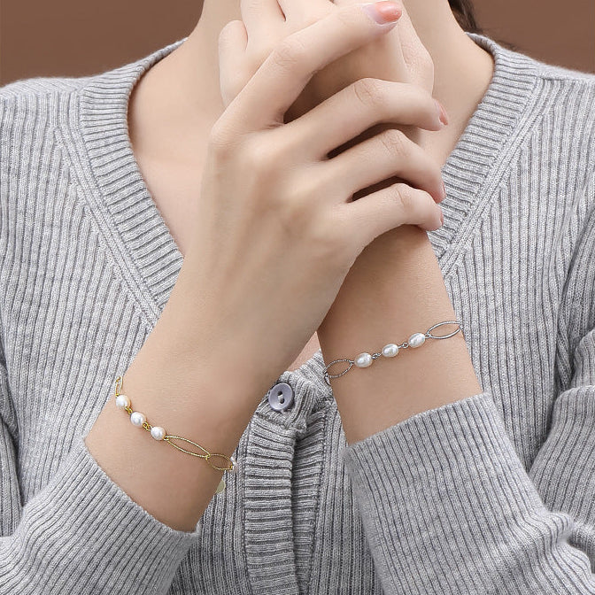 Bracelet boucle Dream en argent massif S925 avec véritable perle d'eau douce