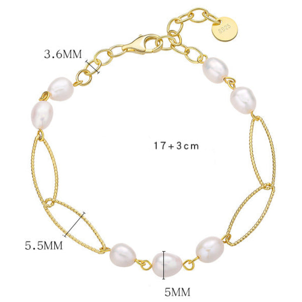 Bracelet boucle Dream en argent massif S925 avec véritable perle d'eau douce