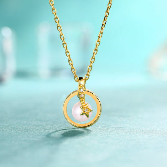 S925 Sliver Genuine Natural Freshwater Pearl Mini Planet Pendant