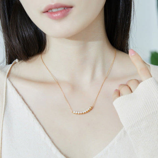 S925 Silver Handcrafted Shell Pearl Moon Bridge Necklace