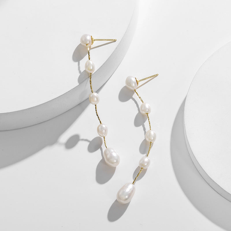 Boucles d'oreilles Larmes du matin en perles d'eau douce véritables