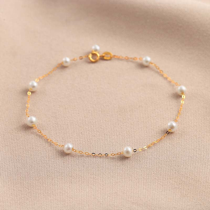 Solid 18K Gold Genuine Freshwater Gypsophila Bracelet