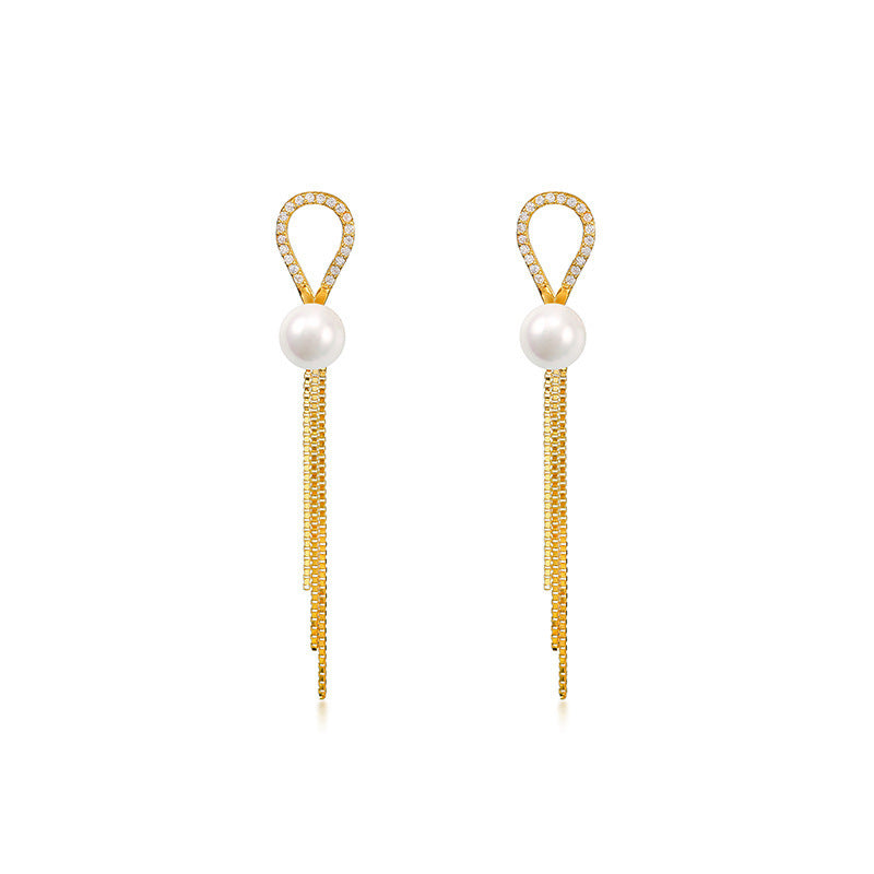 Genuine Freshwater Pearl Solid 925 Silver Grace Tassel Earrings