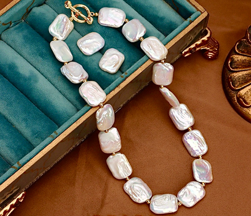 Conjunto Aurora de auténtica perla barroca de agua dulce