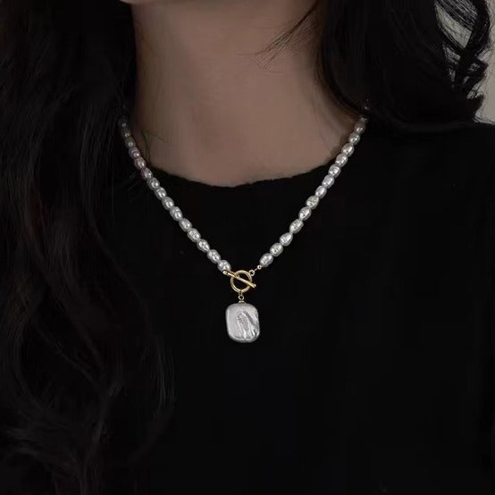 Freshwater Baroque Pearl Pendant Necklace – Beaded Collarbone Chain