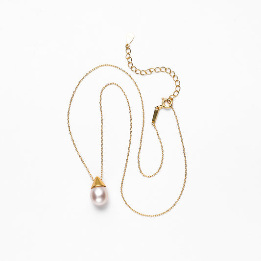 S925 Silver Teardrop Freshwater Pearl Pendant Necklace – Minimalist Collarbone Chain