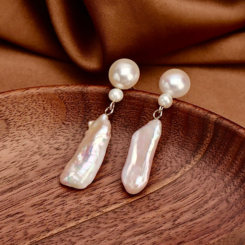 Genuine Freshwater Baroque Pearl Angel Wings Earrings