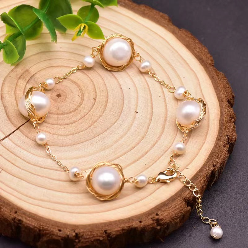 Bracelet Diana en véritables perles d'eau douce baroques