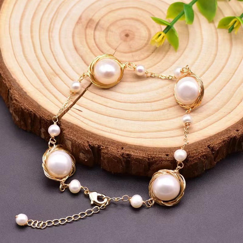 Bracelet Diana en véritables perles d'eau douce baroques