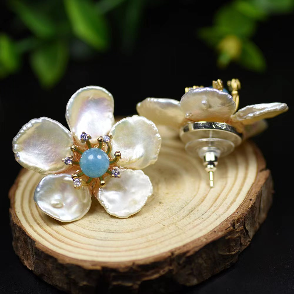 Genuine Freshwater Pearl Morning Flowers Earrings