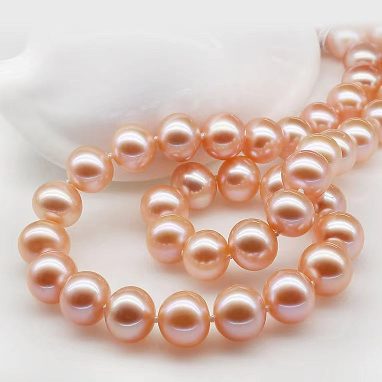 Collier en perles d'eau douce véritables gingko - Perles d'eau douce de 8 à 9 mm