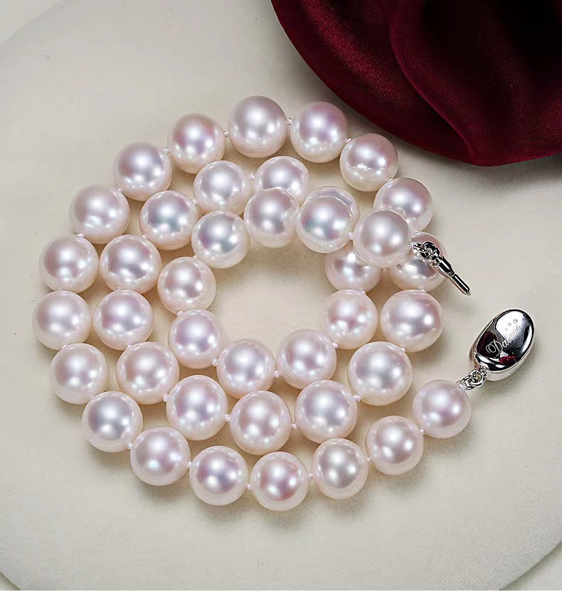 Collier en perles d'eau douce véritables gingko - Perles d'eau douce de 8 à 9 mm