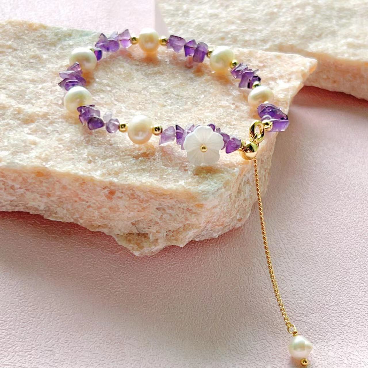 Bracelet Sakura en améthyste et perles d'eau douce