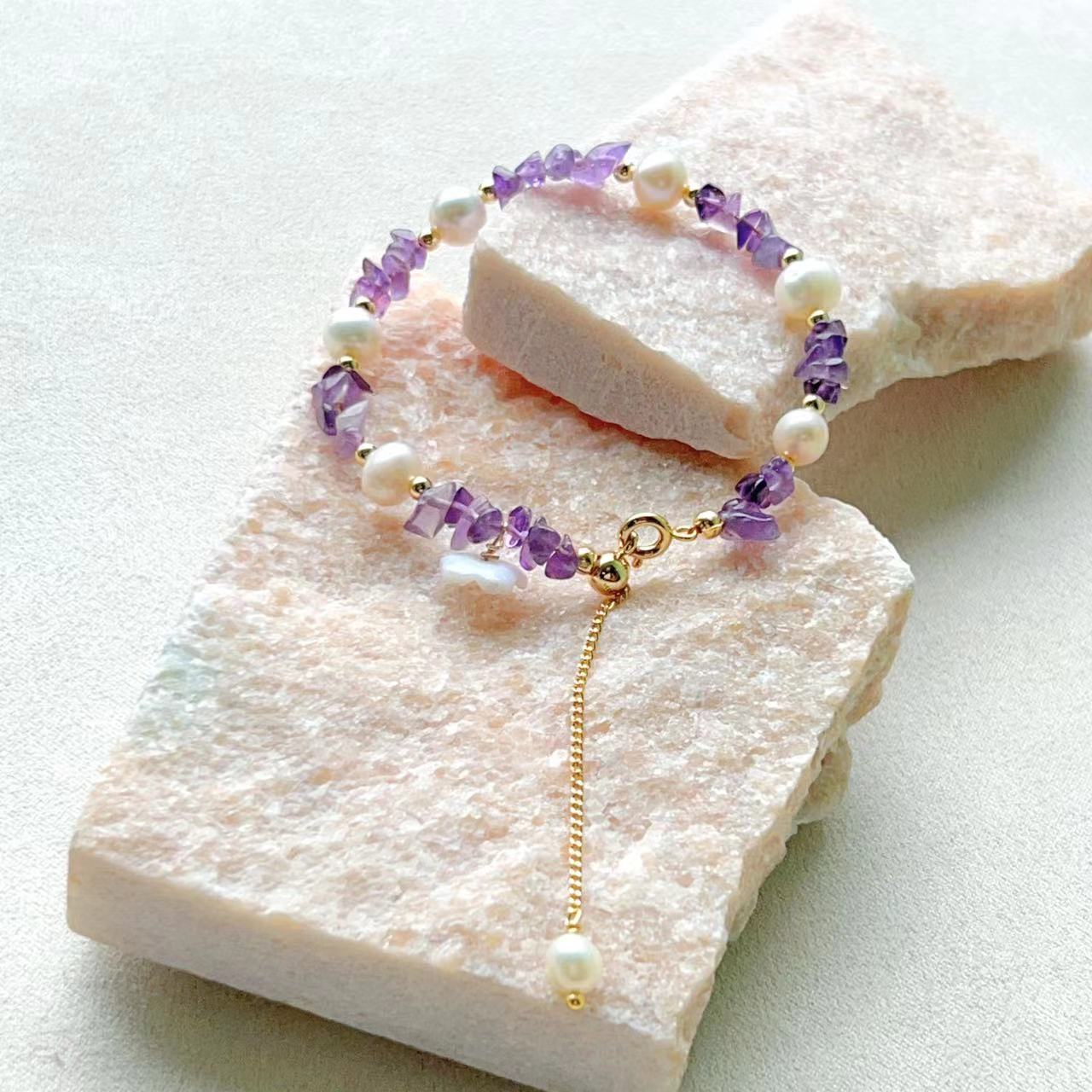Bracelet Sakura en améthyste et perles d'eau douce