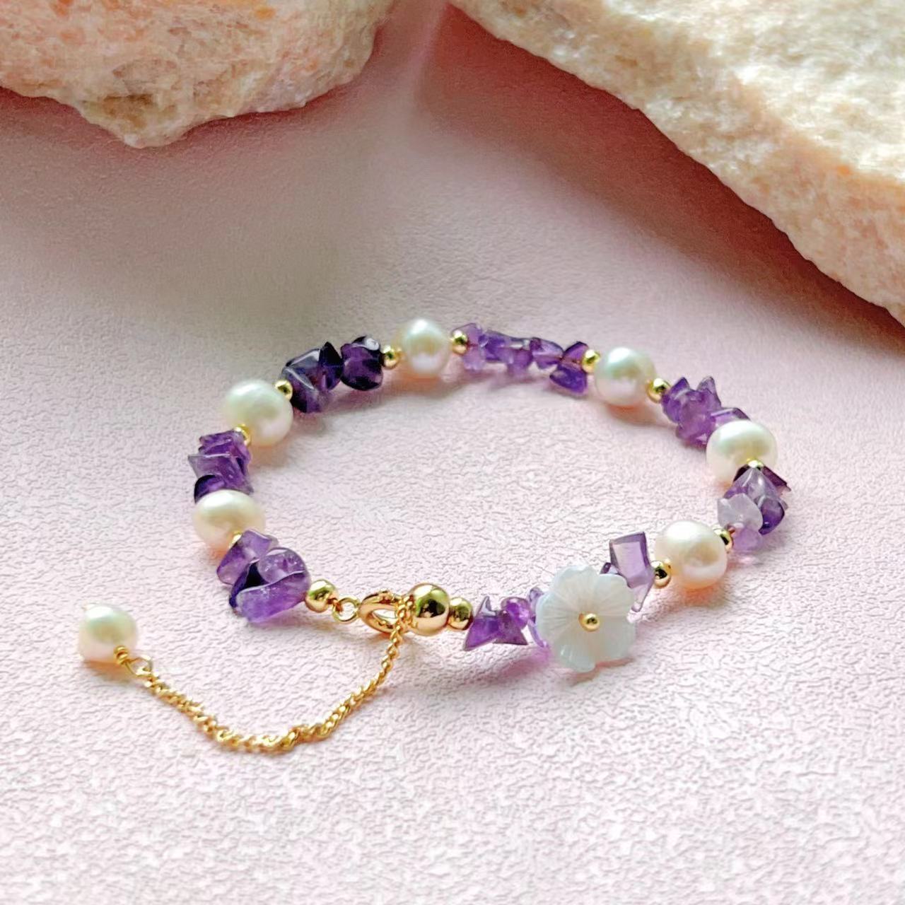 Bracelet Sakura en améthyste et perles d'eau douce
