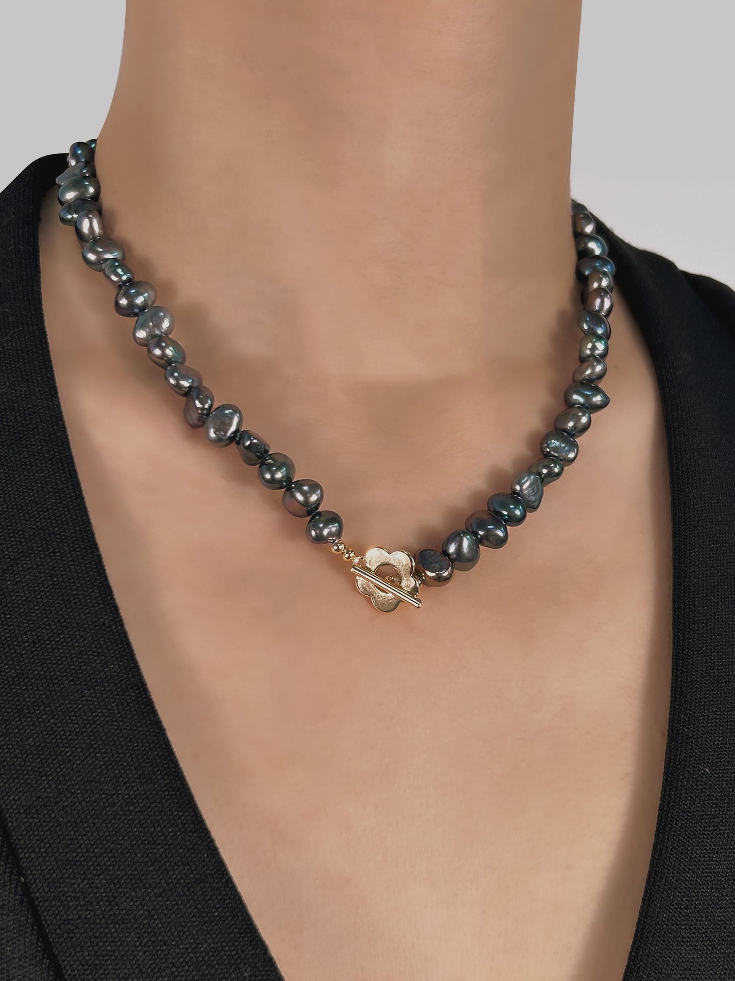 Ensemble de rêve de Tahiti avec véritables perles d'eau douce baroques