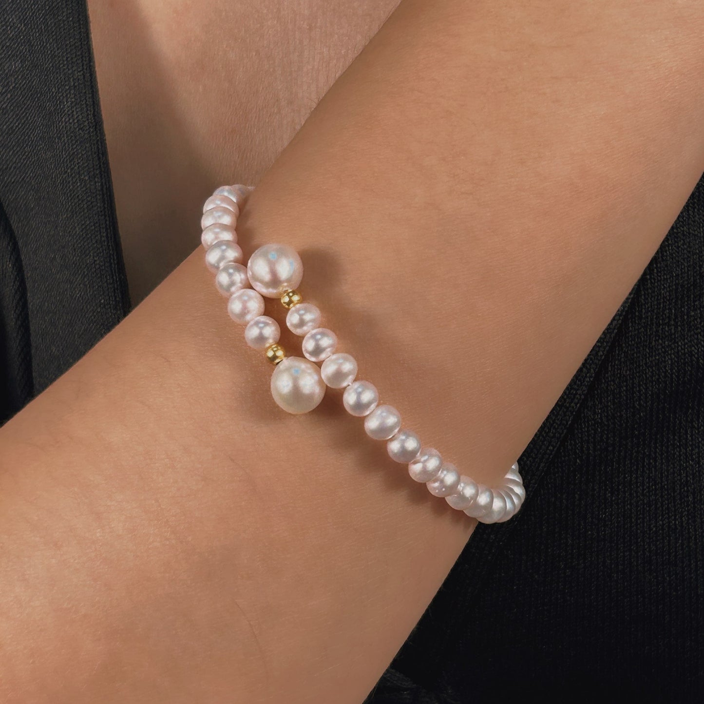 Pulsera de la paz con perla genuina de agua dulce AAAA en oro macizo de 18 quilates