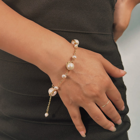 Bracelet Diana en véritables perles d'eau douce baroques
