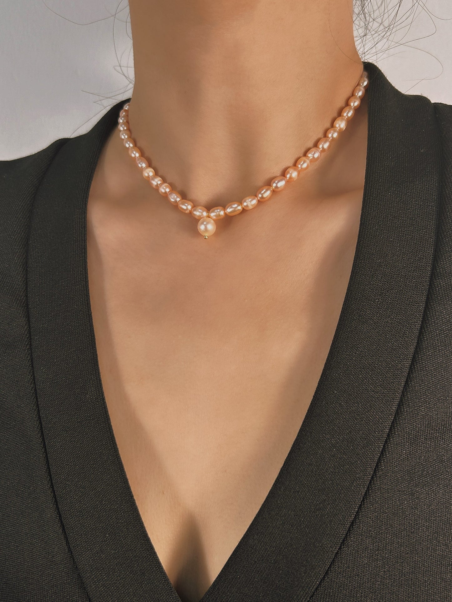 Collar de corazón puro con perlas de agua dulce genuinas
