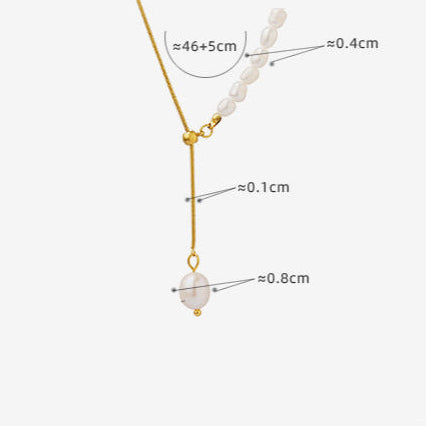 Collar de acero y titanio con auténtica perla de agua dulce natural