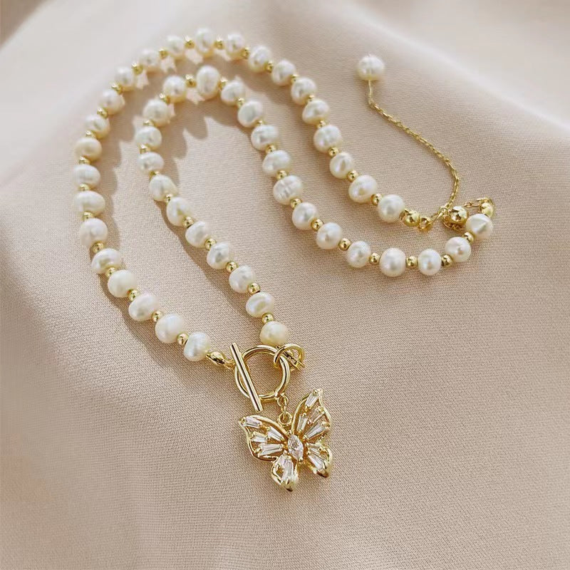 Genuine Freshwater Pearl Butterfly Necklace