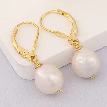 Pendientes de linterna de plata maciza S925 con auténtica perla barroca