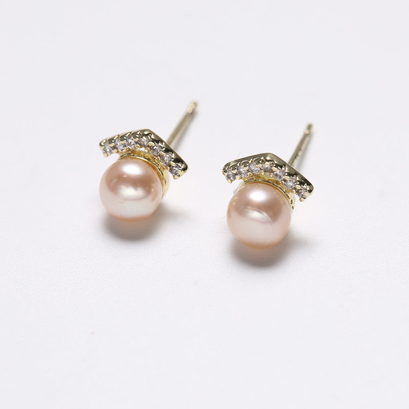 Pendientes de plata maciza S925 con forma de sonrisa y perlas de agua dulce auténticas