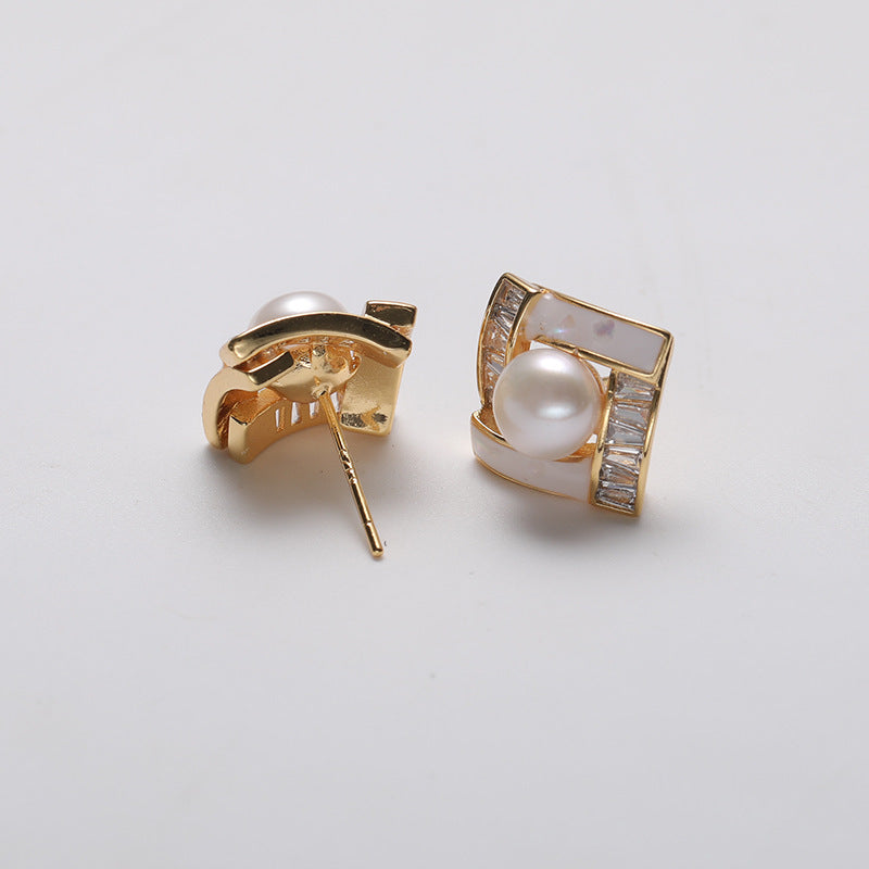 Genuine Freshwater Pearl Solid 925 Silver Allure Earrings