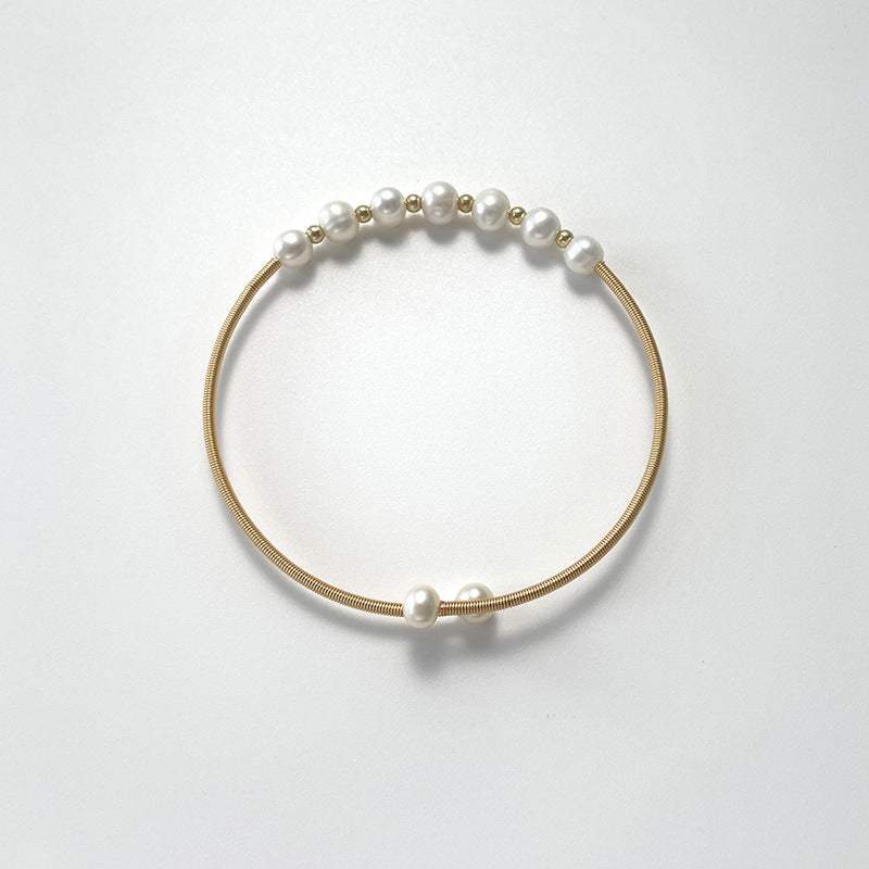Genuine Freshwater Pearls Adjustable Open Bangle