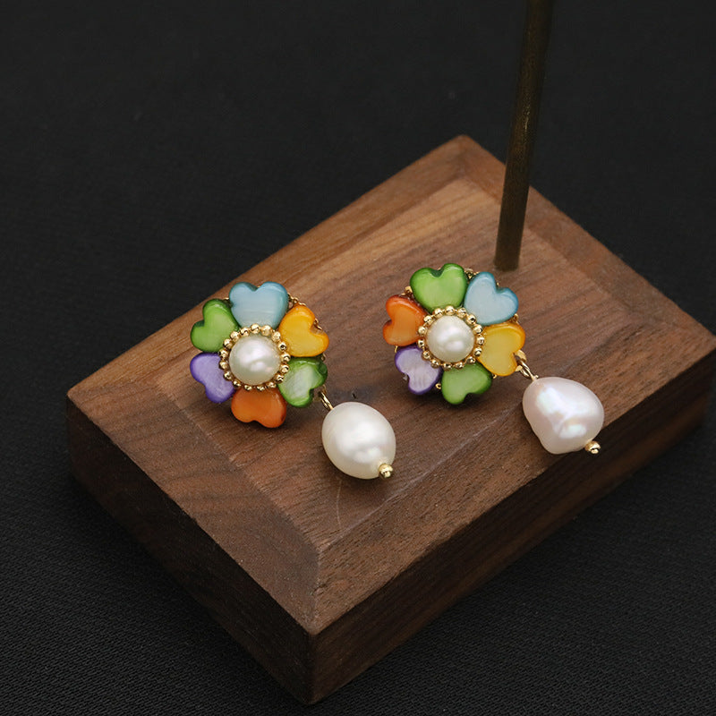Genuine Freshwater Baroque Pearl Rainbow Clover Earrings (Limited Edition)