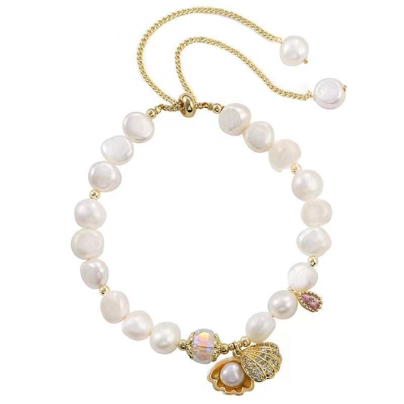 Pulsera Gracia de concha de perla de agua dulce genuina
