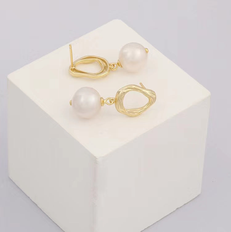 Boucles d'oreilles en argent massif S925 avec perles d'eau douce véritables et gouttes d'eau
