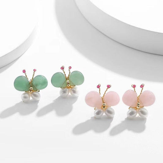 Boucles d'oreilles papillon en perles d'eau douce véritables